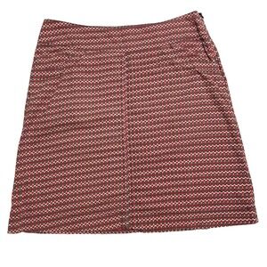 Apsara Geometric Mini Skirt Womens Size M Red Grey Cotton Side Zip Pockets